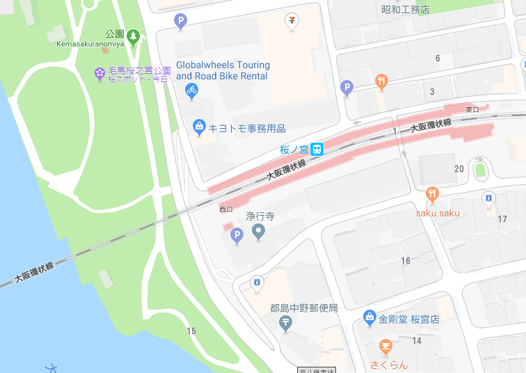 環状線「桜ノ宮駅」の周辺図